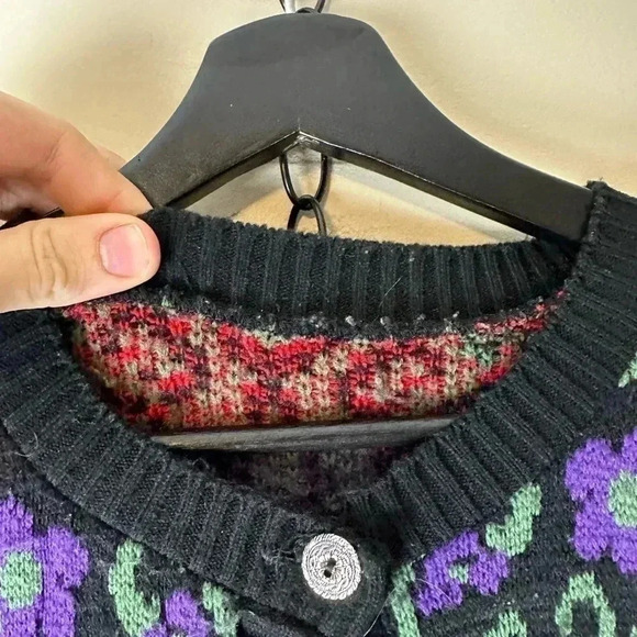 Vintage Floral All Over  Pattern Norwegian Cardigan Sweater - Picture 3 of 4